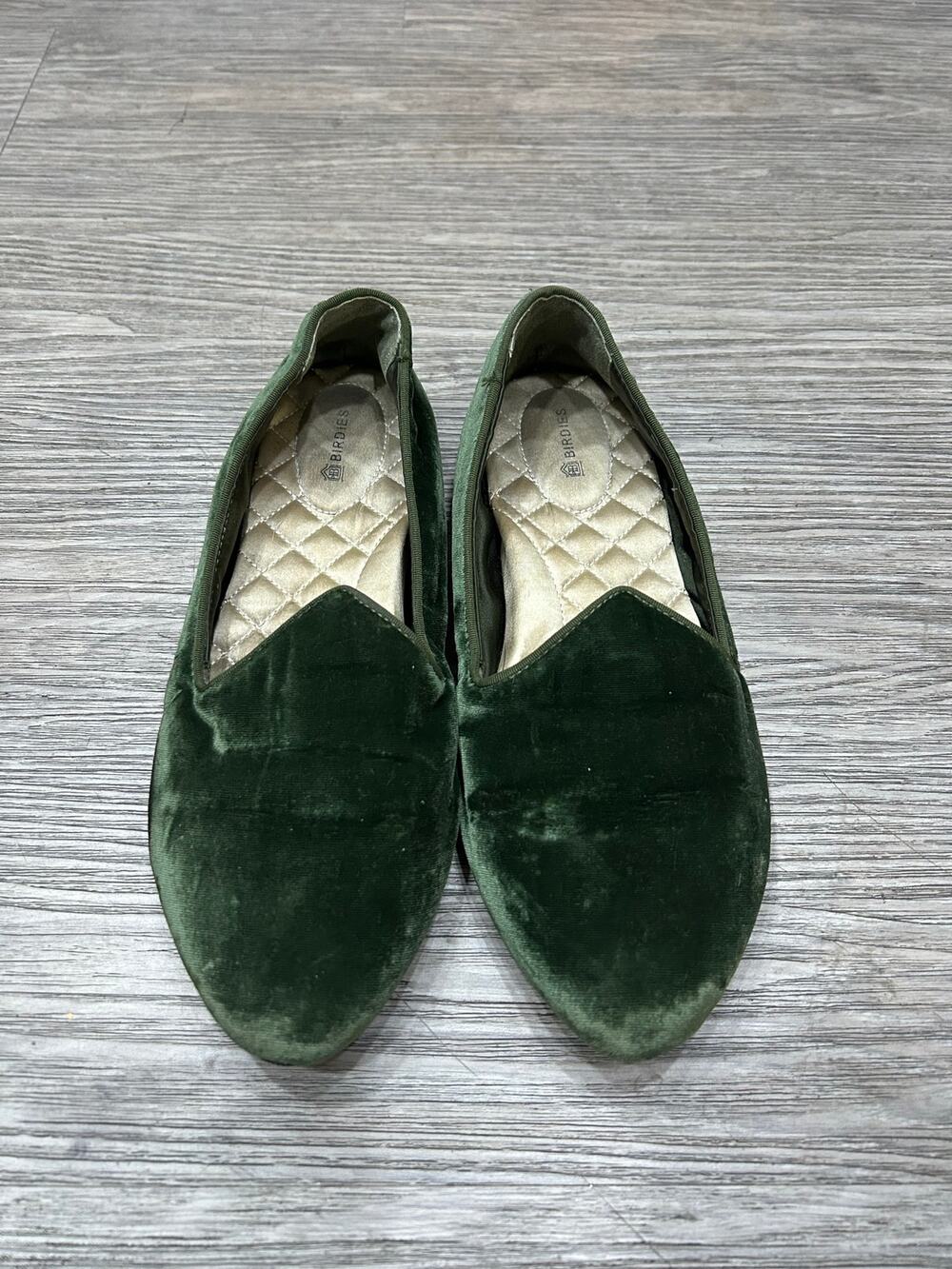Birdies Shoes Women's Size 9 Forest Green Velvet Pointed Toe Slip-On Flat Loafer